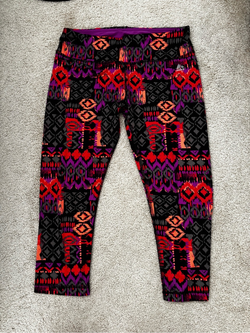 RBX Aztec-Patterned Leggings in Black, Purple, Pink & Orange